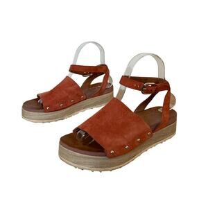 Miz Mooz Stella Platform Rust Brown Suede Leather Sandal Size 37 /US 6.5-7 Boho
